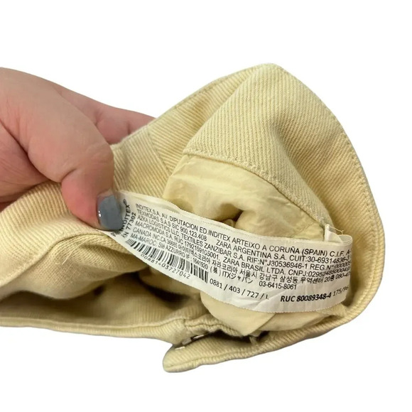 Zara Pants Full Length Turn‎ Up Baggy Wide Leg Butter Yellow Trouser Size Large - Picture 11 of 13